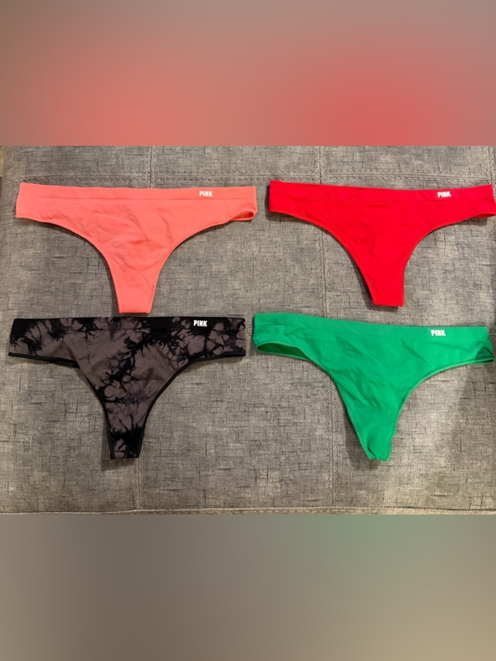 PINK Seamless Thongs - Coral, Red, Green, Black Tie-Dye